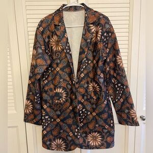 Patterned House Jacket with Pockets